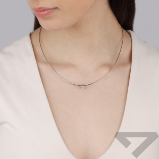 Naszyjnik srebrny biała cyrkonia w okrągłej oprawie/linka reg. M3-429 ROD próba 925