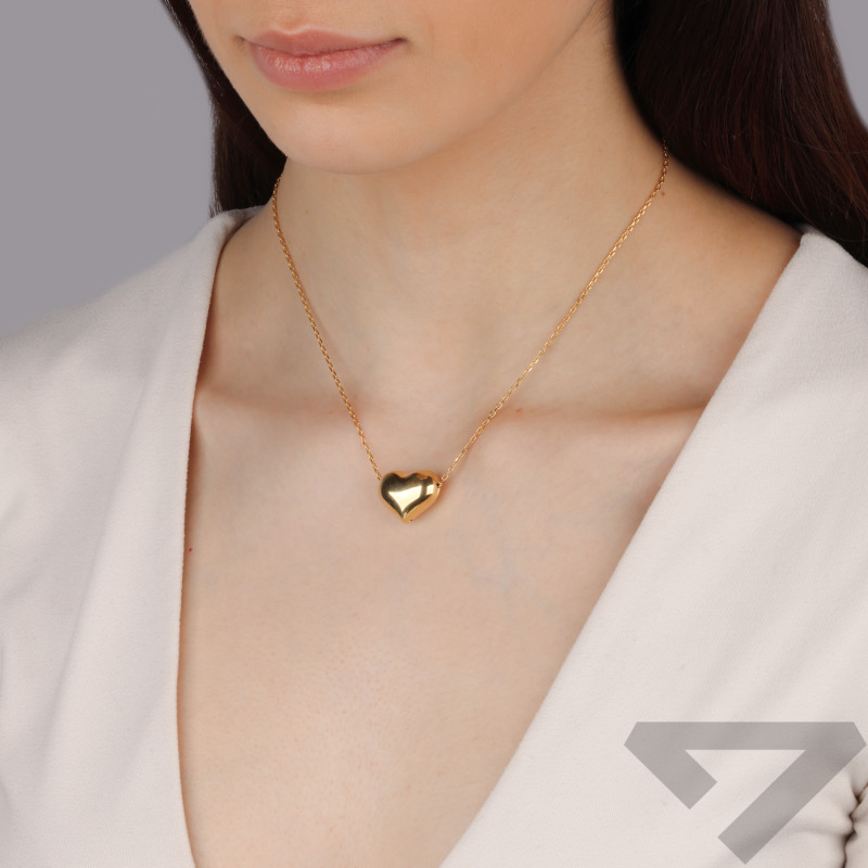 Naszyjnik pozłacany z wypukłym sercem