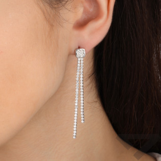 Srebrne Kolczyki z Cyrkoniami Kwadrat - JubilerSezam.pl