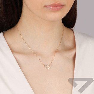 Złoty Naszyjnik Serce z Cyrkoniami pr. 585 - JubilerSezam.pl