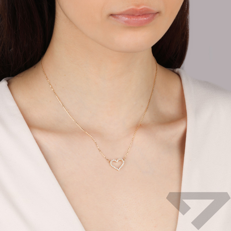 Złoty Naszyjnik Serce z Cyrkoniami pr. 585 - JubilerSezam.pl