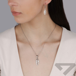 Komplet srebrny kolczyki i zawieszka łezka z cyrkoniami