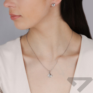 Komplet srebrny kolczyki i zawieszka motyl z cyrkoniami