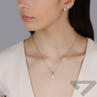 Komplet srebrny kolczyki i zawieszka kropla z cyrkoniami