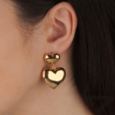 Kolczyki pozłacane z wypukłymi sercami