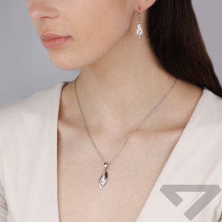 Komplet srebrny kolczyki i zawieszka łezka z cyrkoniami