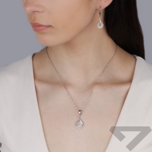 Komplet srebrny kolczyki i zawieszka ramka z cyrkoniami