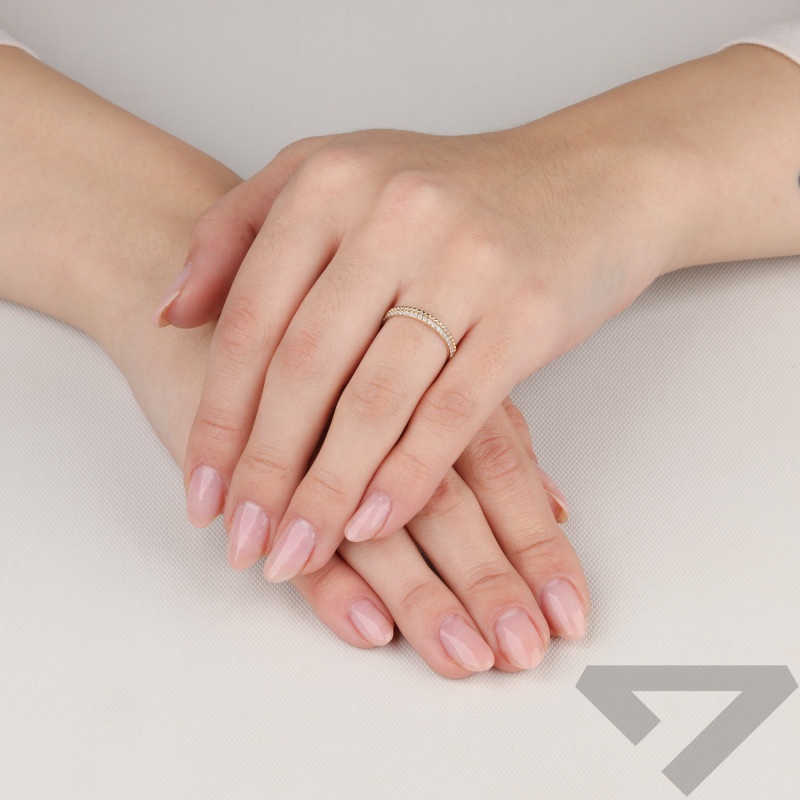 Złoty Pierścionek z Cyrkoniami i Kulkami pr. 585 - JubilerSezam.pl