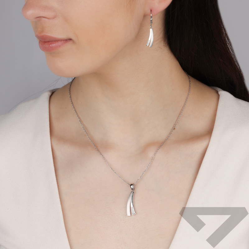 Komplet srebrny kolczyki i zawieszka dwie pałki