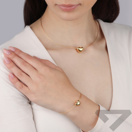 Pozłacana bransoletka z sercem - Romantyczna biżuteria - JubilerSezam.pl