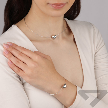 Bransoleta srebrna z wypukłym sercem