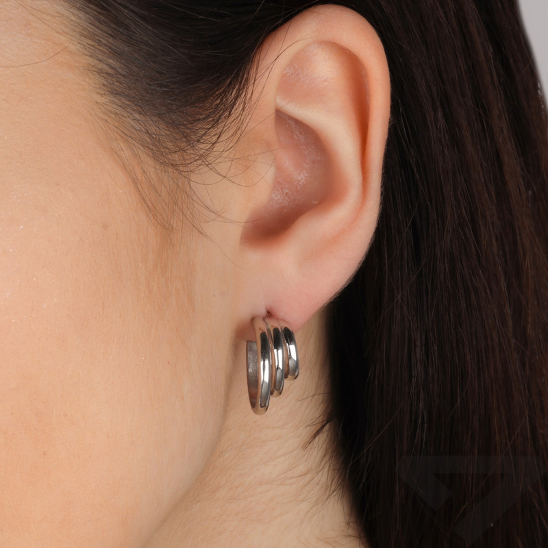 Kolczyki srebrne półkółko potrójne