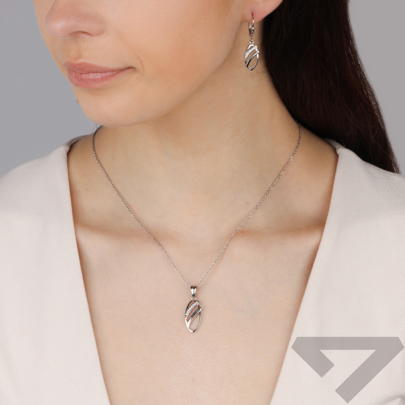 Komplet srebrny kolczyki i zawieszka łezka z cyrkoniami