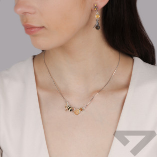 Srebrne Kolczyki Pszczoła z Bursztynem i Miodem - JubilerSezam.pl