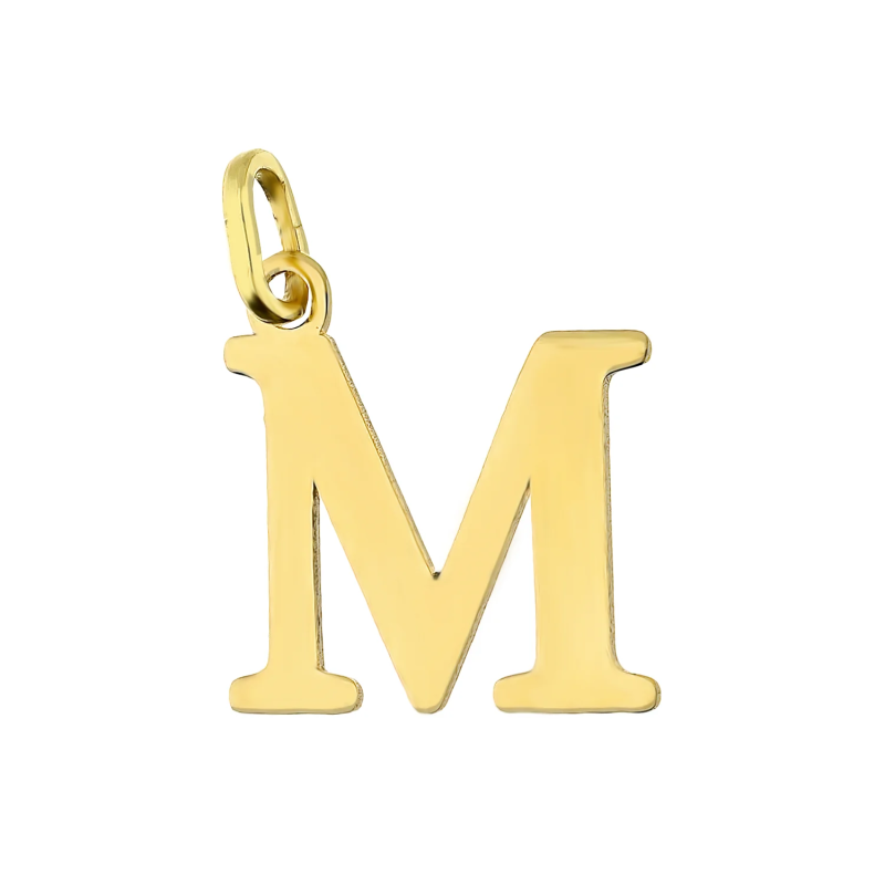 Złota zawieszka literka M pr. 585 - JubilerSezam.pl