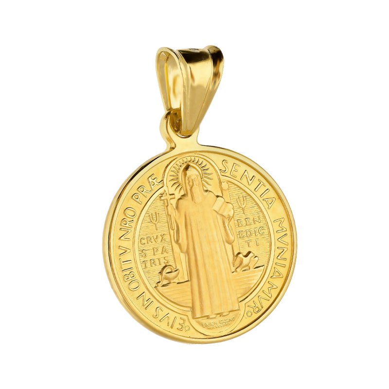 Medalik złoty Benedyktyński 21mm DJ M-1222 SF próba 585