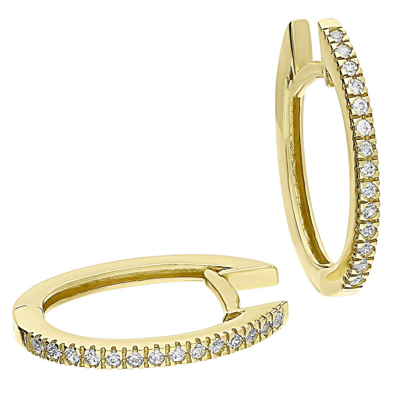 Kolczyki złote owal z białymi cyrkoniami próba 585