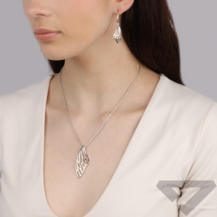 Komplet srebrny kolczyki i zawieszka ażurowe skrzydło motyla