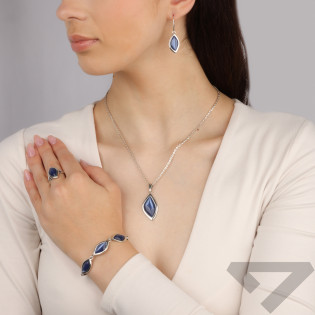 Bransoleta srebrna łezki z kobaltową masą perłową