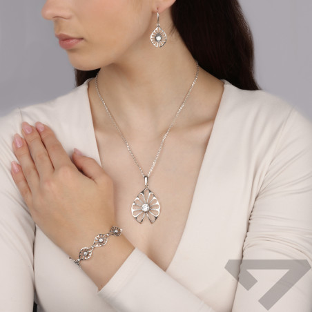 Zawieszka srebrna ażurowy kwiat w kropli