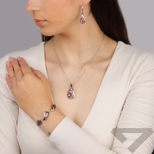 Kolczyki srebrne kropla z opalem