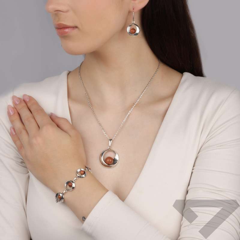 Bransoleta srebrna koła z piaskami pustyni