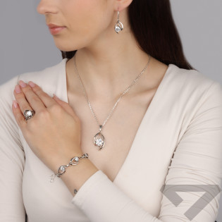 Bransoleta srebrna przestrzenne łezki z cyrkoniami