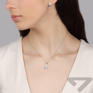 Komplet srebrny kolczyki i zawieszka prostokąt z cyrkonią