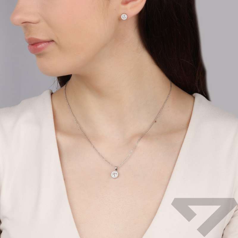 Srebrny Komplet Markiza z Cyrkoniami - Kolczyki i Zawieszka - JubilerSezam.pl