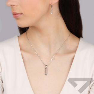 Komplet srebrny kolczyki i zawieszka owalna ramka z cyrkonią