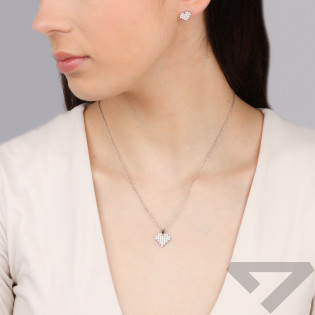 Komplet srebrny kolczyki i zawieszka serce z cyrkoniami