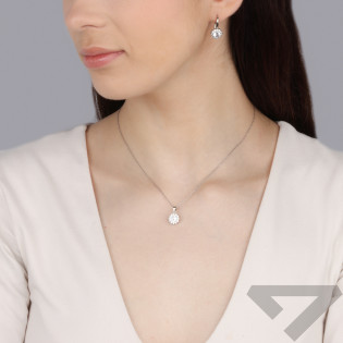 Komplet srebny kolczyki i zawieszka markiza kwiat z cyrkoniami