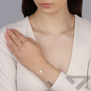 Bransoleta srebrna z koniczynką i kołem