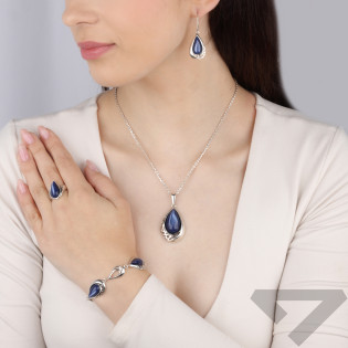 Kolczyki srebrne kropla z kobaltową masą perłową