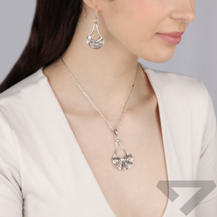 Kolczyki srebrne ażurowy miłorząb