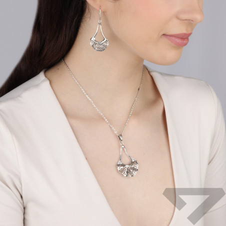 Kolczyki srebrne ażurowy miłorząb