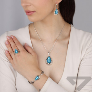 Zawieszka srebrna z turkusową masą perłową