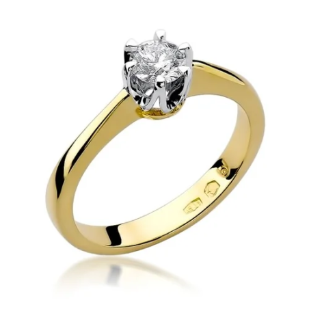 Pierścionek zaręczynowy z diamentem laboratoryjnym próba 585