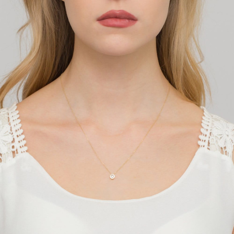 Naszyjnik złoty z diamentem próba 585