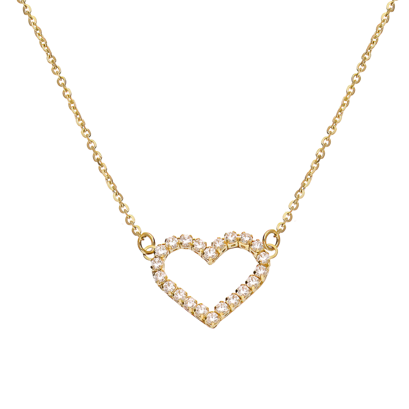 Złoty Naszyjnik Serce z Cyrkoniami pr. 585 - JubilerSezam.pl