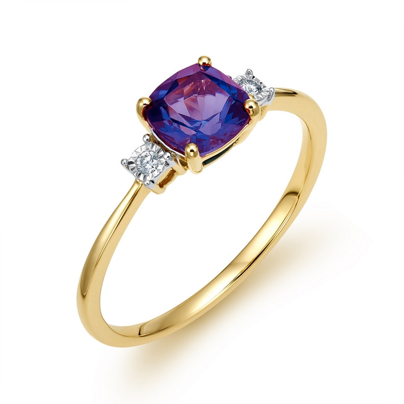 Pierścionek zaręczynowy z ametystem próba 585