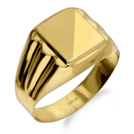 Sygnet złoty kwadrat i żłobienia próba 585