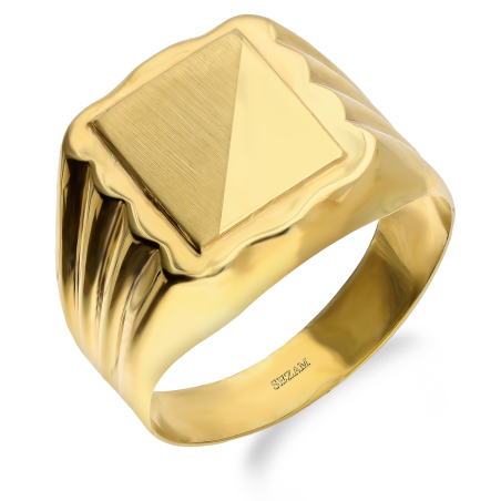 Sygnet złoty kwadrat i żłobienia próba 585