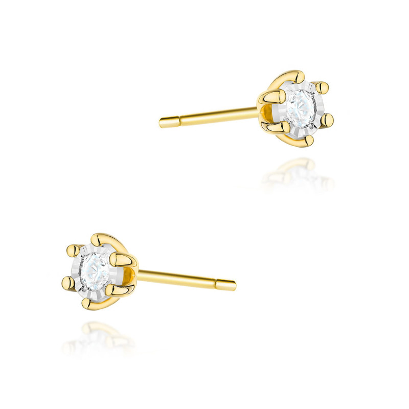 Kolczyki złote z białymi diamentami próba 585