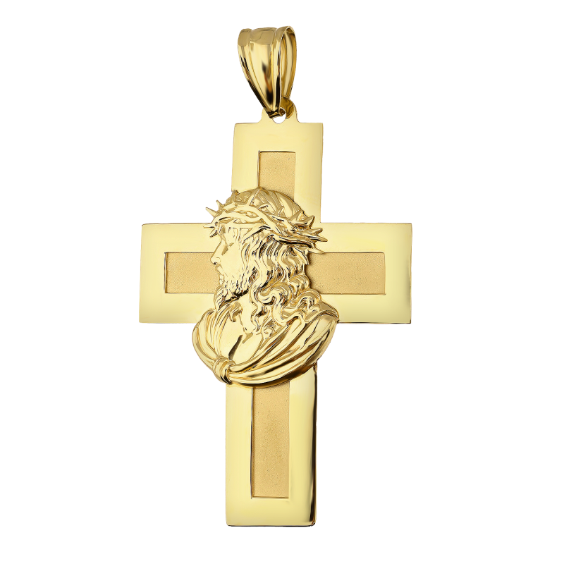 Medalik złoty Głowa Pana Jezusa na krzyżu próba 585