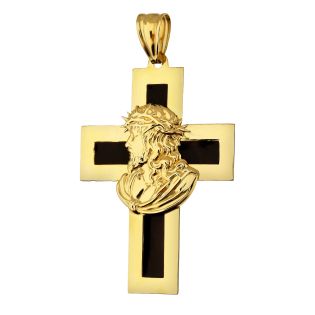 Medalik złoty Głowa Pana Jezusa na krzyżu próba 585