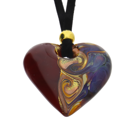 Naszyjnik Murano Bordowo-Złote Serce - JubilerSezam.pl