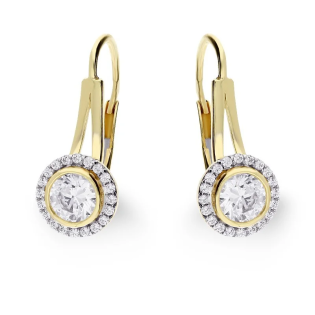 Kolczyki złote z białymi cyrkoniami próba 585