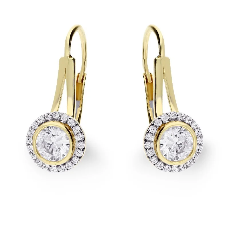 Kolczyki złote z białymi cyrkoniami próba 585