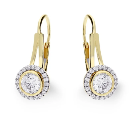 Kolczyki złote z białymi cyrkoniami próba 585